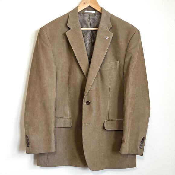 Ralph Lauren Chaps Mens Blazer Size 42R Tan Corduroy Preppy Academia Old Money - Picture 1 of 11